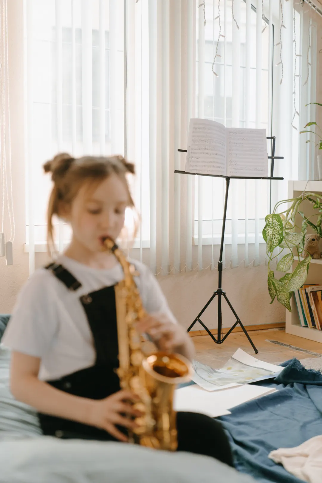 Girl playing the saxophone